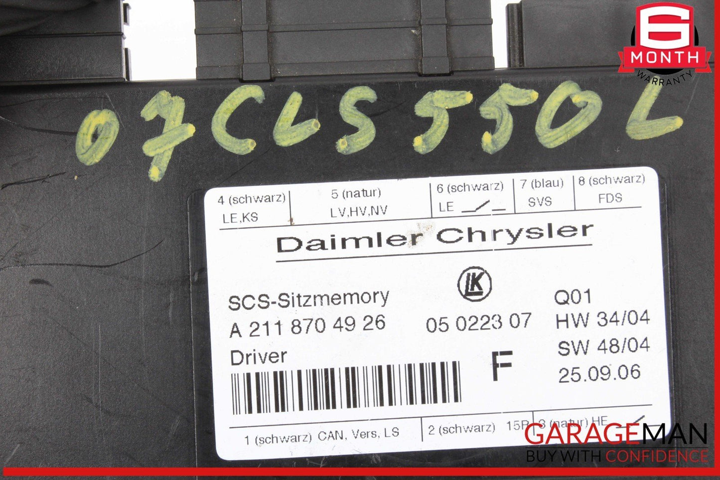 03-12 Mercedes W219 CLS550 SLK350 Seat Control Module Left Side OEM