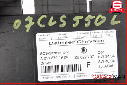 03-12 Mercedes W219 CLS550 SLK350 Seat Control Module Left Side OEM