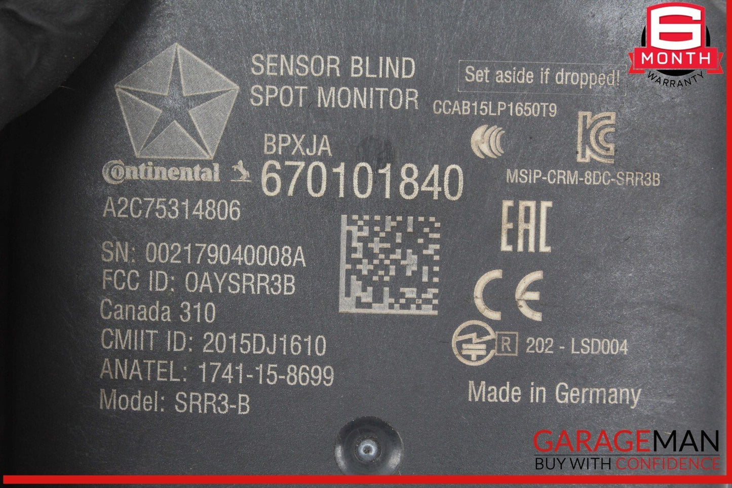 17-20 Maserati Levante M161 Rear Left or Right Blind Spot Radar Sensor Module