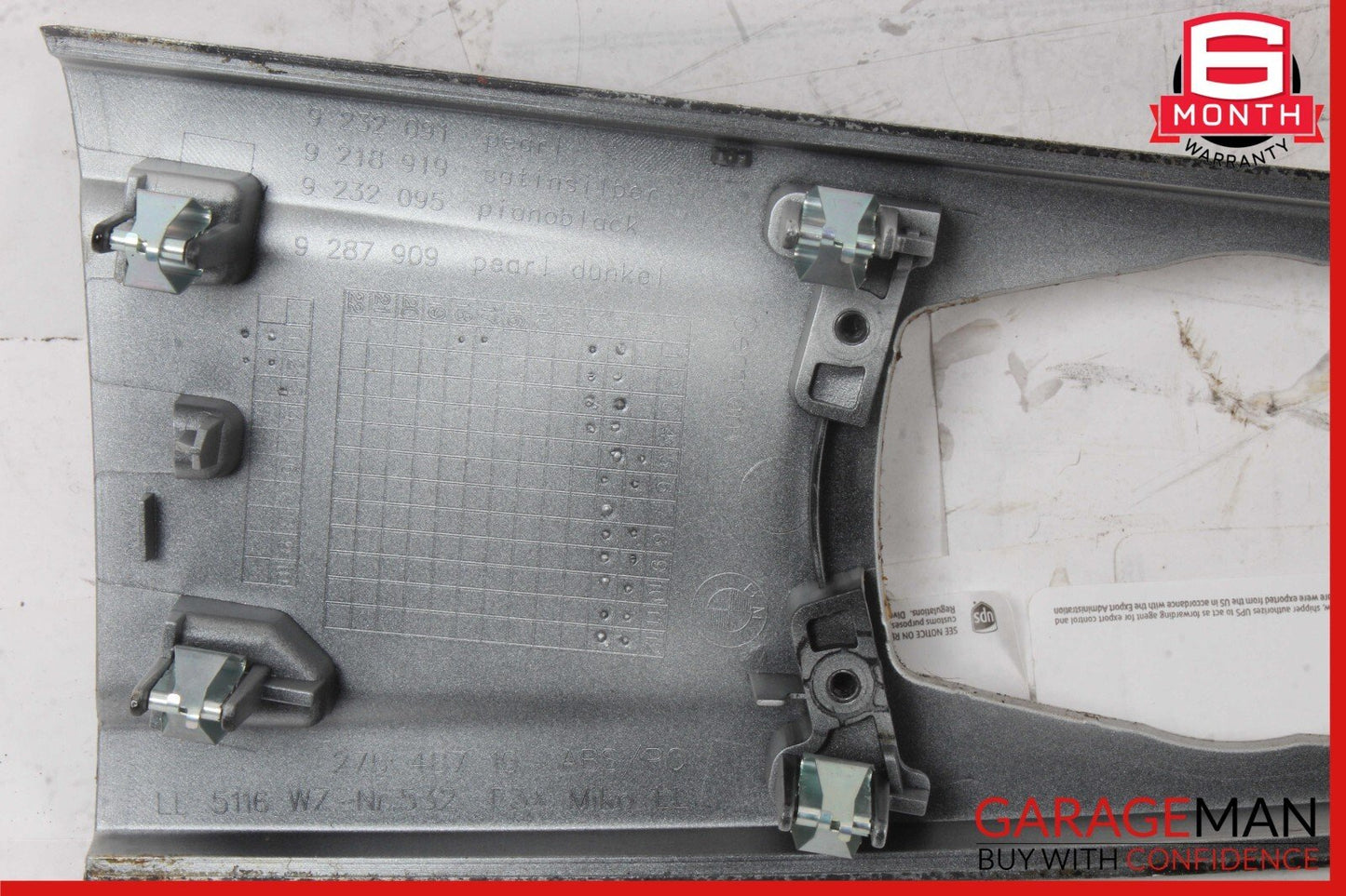 12-18 BMW F30 320i 328i 330i Center Console Cover Trim Bezel Panel Silver OEM