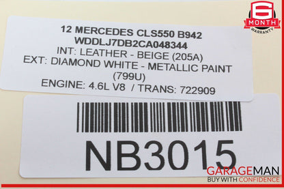 10-20 Mercedes W218 CLS550 Rear Right Window Regulator Motor 2078200642 OEM