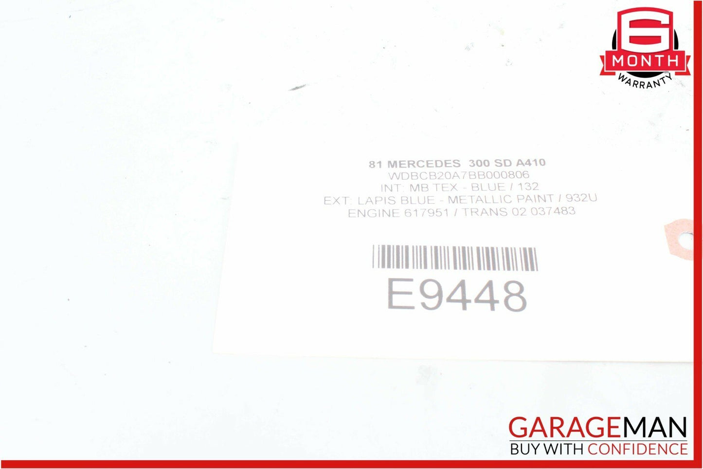 81-85 Mercedes W126 300SD Front Left Driver Side Mirror Door Rear View Blue