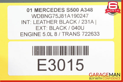 00-02 Mercedes W220 S500 Rear Center Seat Belt Seatbelt Retractor Buckle Black