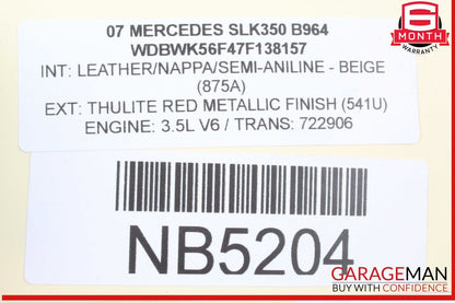05-11 Mercedes R171 SLK350 SLK280 Front Right Side Door Window Regulator Motor