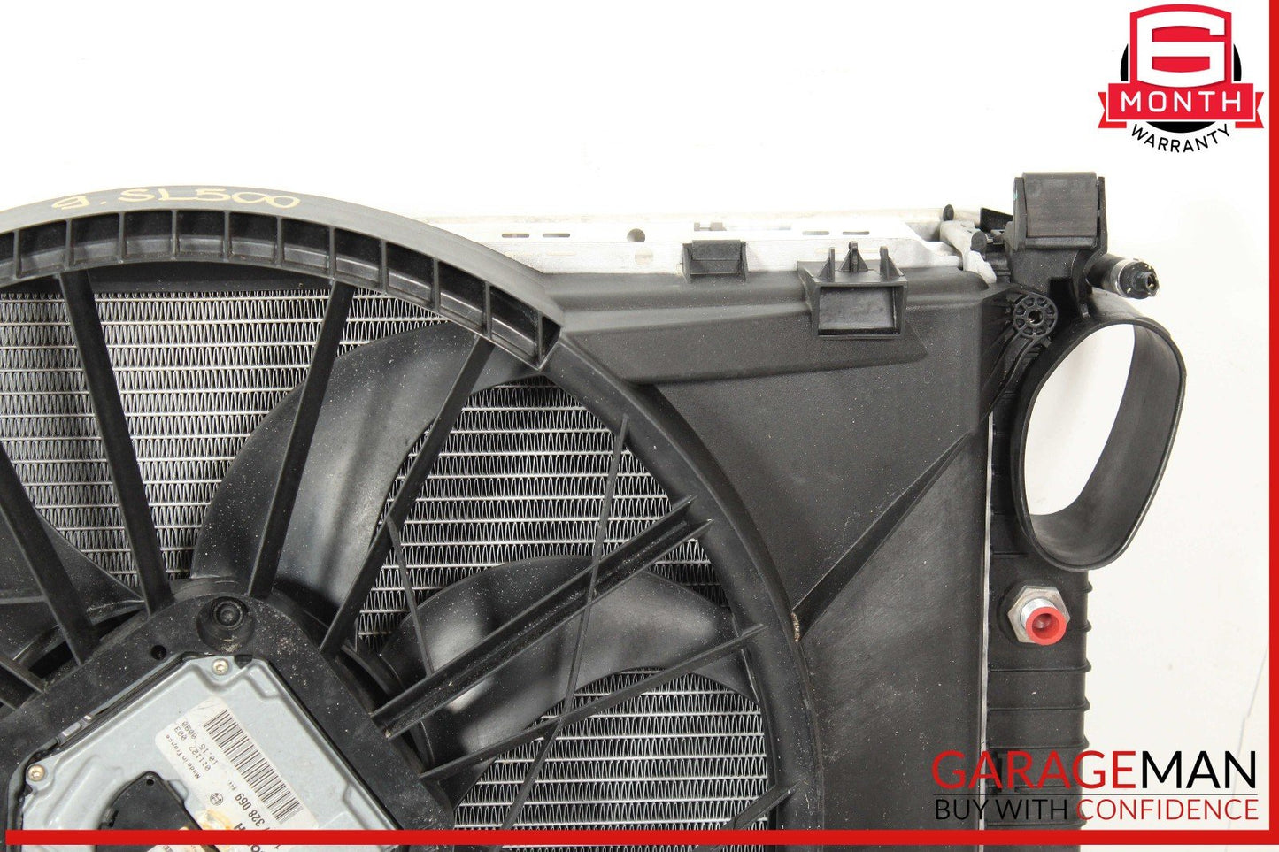 03-06 Mercedes R230 SL500 Engine Motor Cooling Radiator Fan Shroud A/C Condenser