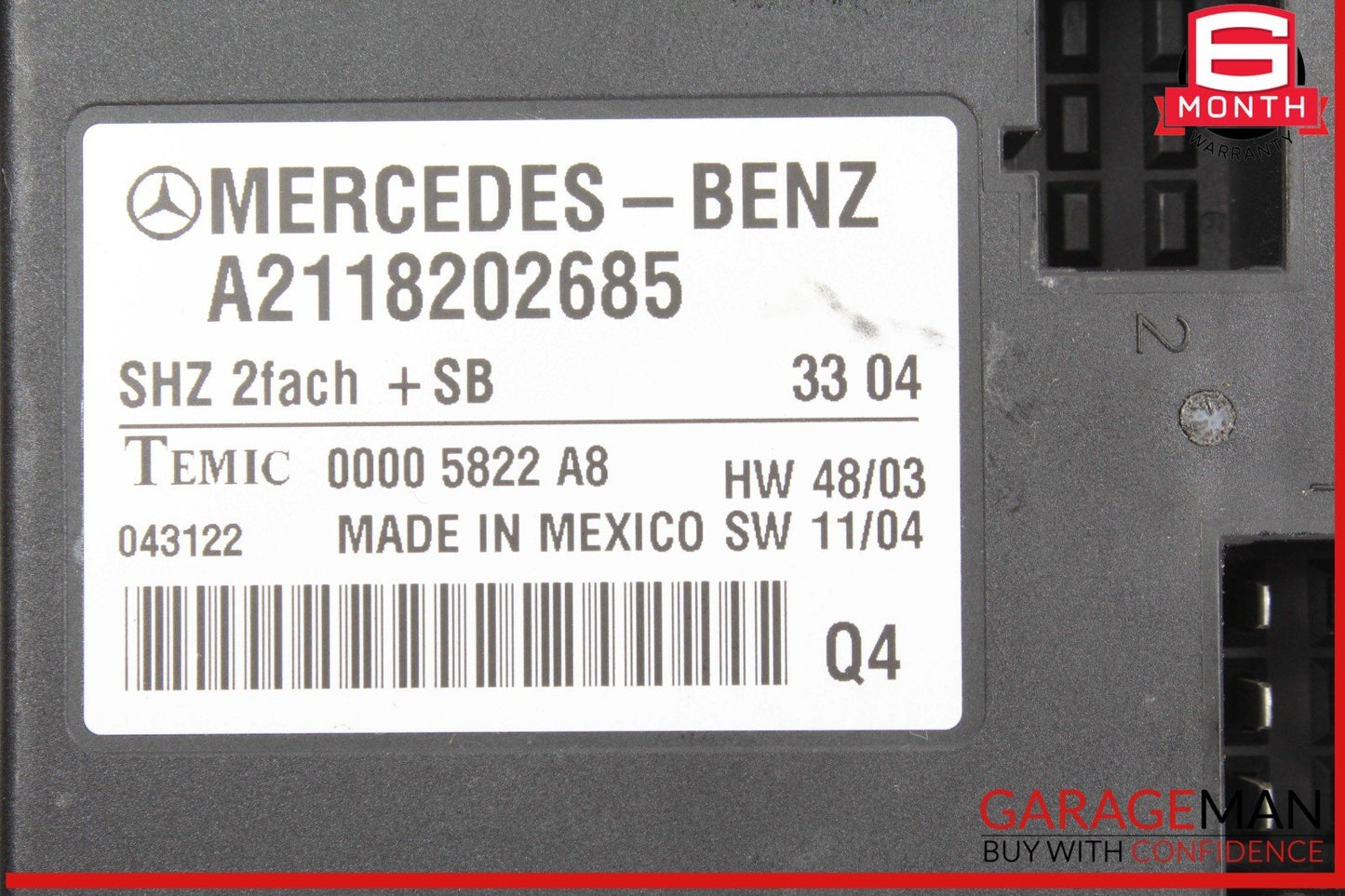 06-13 Mercedes W211 E500 Heated Seat Control Module Unit 2118202685 OEM