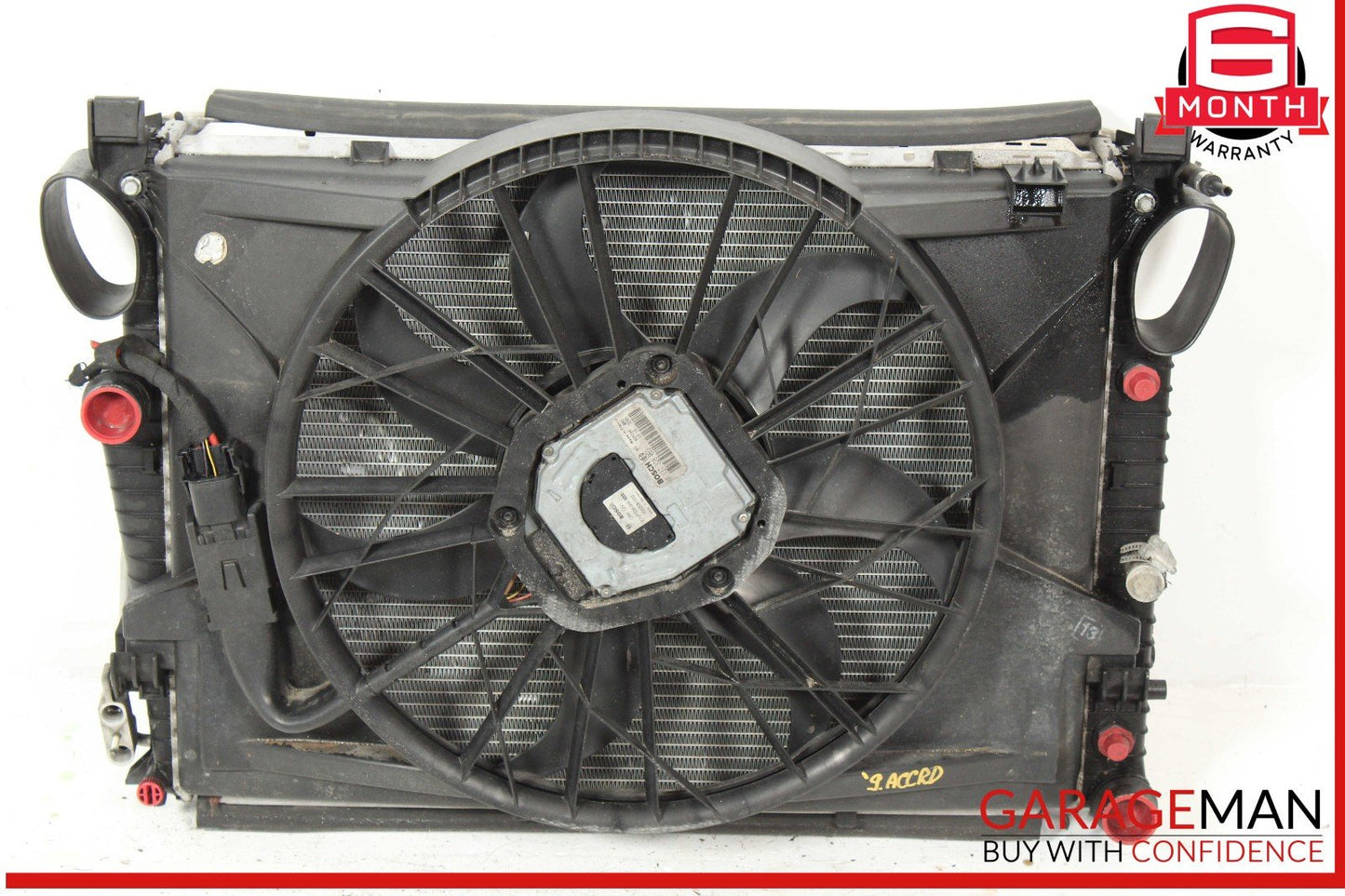 03-06 Mercedes R230 SL500 Engine Motor Cooling Radiator Fan Shroud A/C Condenser