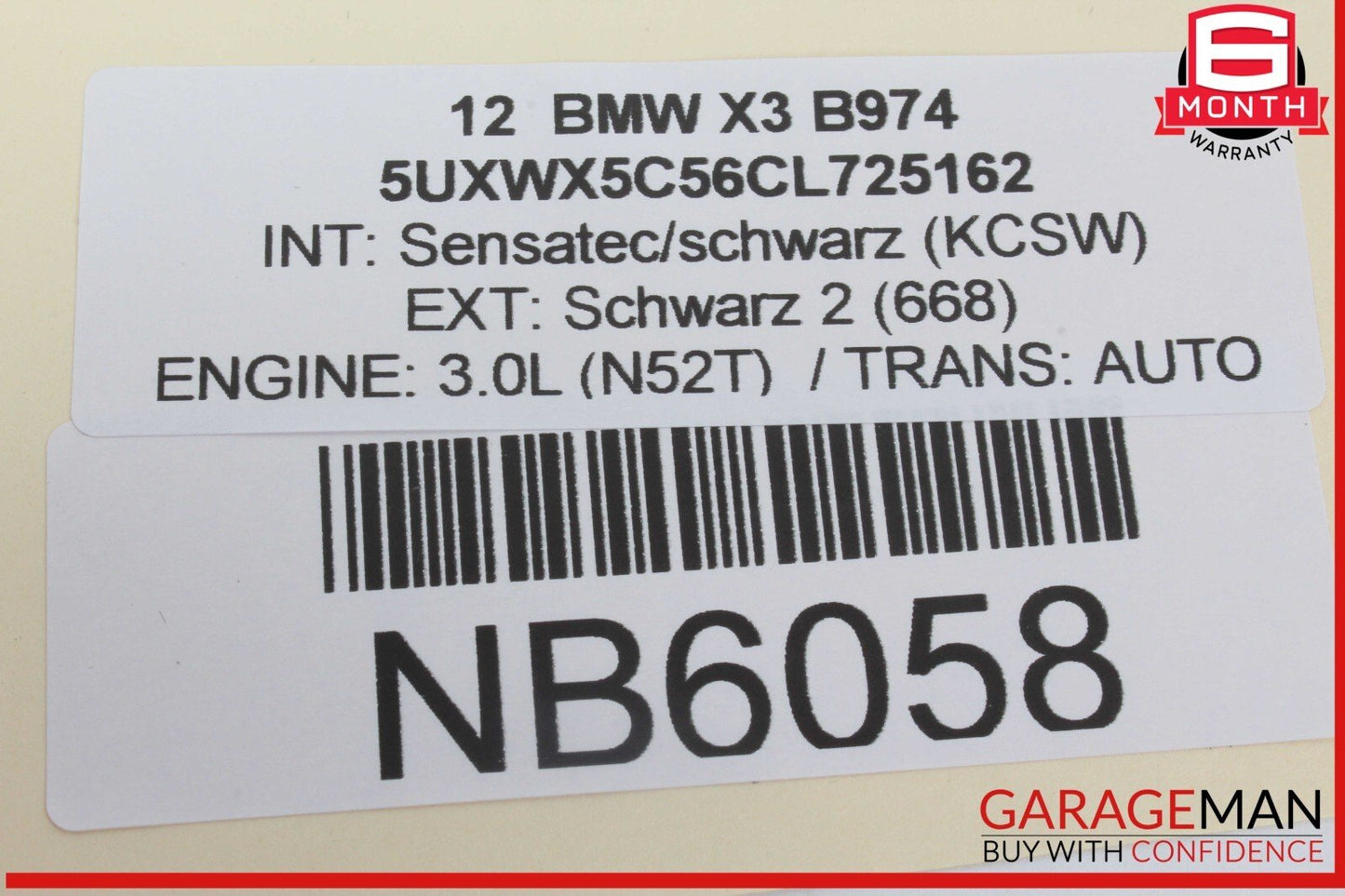 11-17 BMW X3 Crash SRS Control Module Unit 9253637 OEM