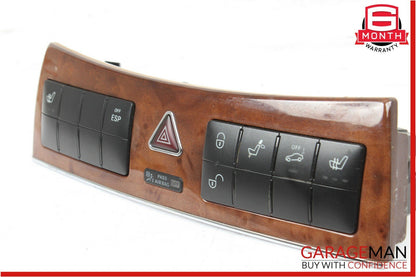 05-09 Mercedes W209 CLK500 Dash Heated Seat ESP Hazard Light Control Switch Wood