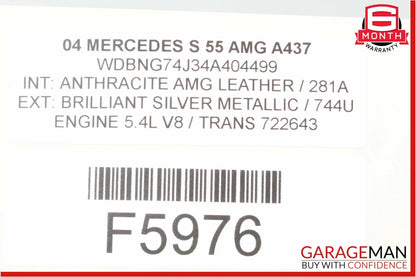 03-08 Mercedes W220 S55 CL55 SL55 AMG Right Side Engine Motor Cylinder Head OEM