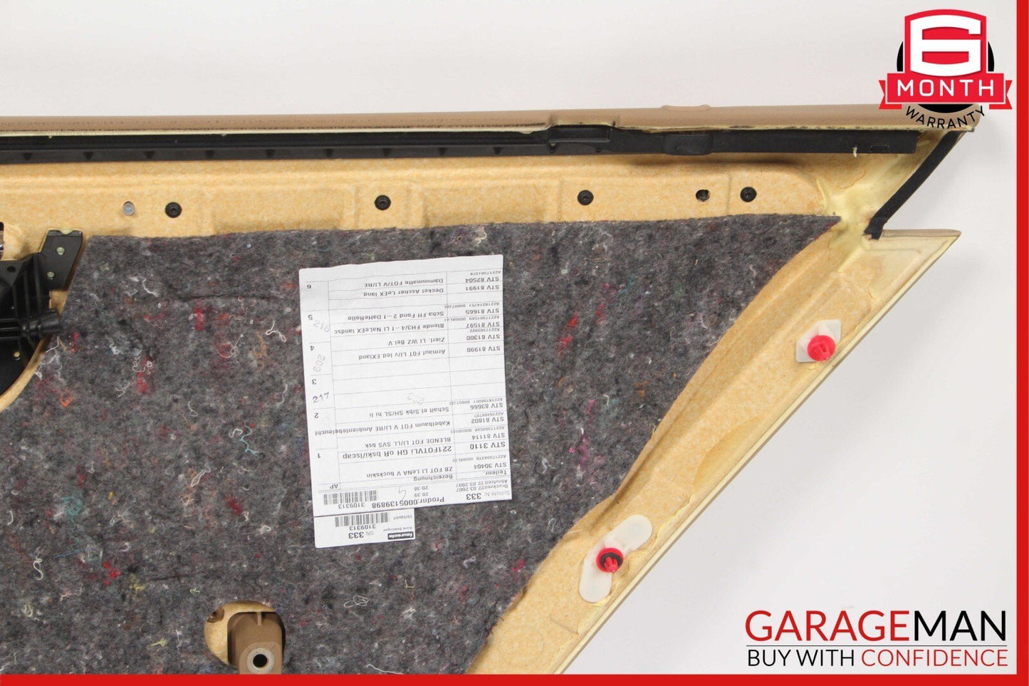 07-09 Mercedes W221 S550 Rear Left Driver Side Interior Door Panel Cover Brown