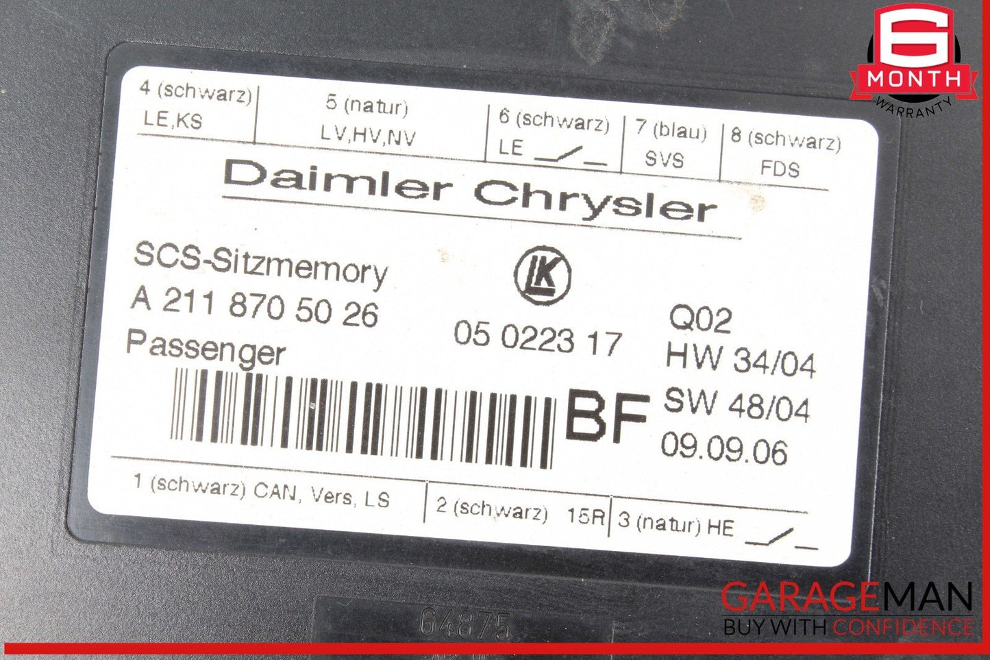 03-12 Mercedes W251 R500 ML500 Front Right Side Seat Control Module OEM
