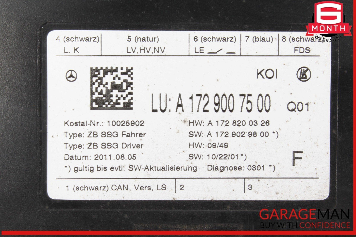 10-18 Mercedes W204 C250 Front Left Side Seat Control Module 1729007500 OEM