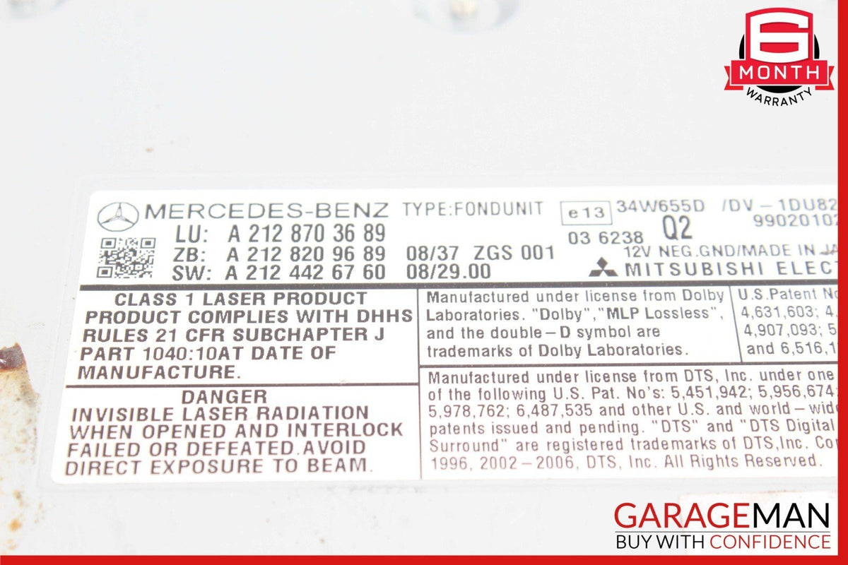 10-13 Mercedes W221 S63 AMG E350 Rear Seat DVD CD Player 2128703689 OEM