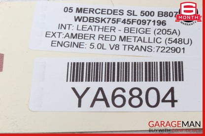 03-12 Mercedes R230 SL550 SL55 SL600 Front Right Side Door Control Module OEM