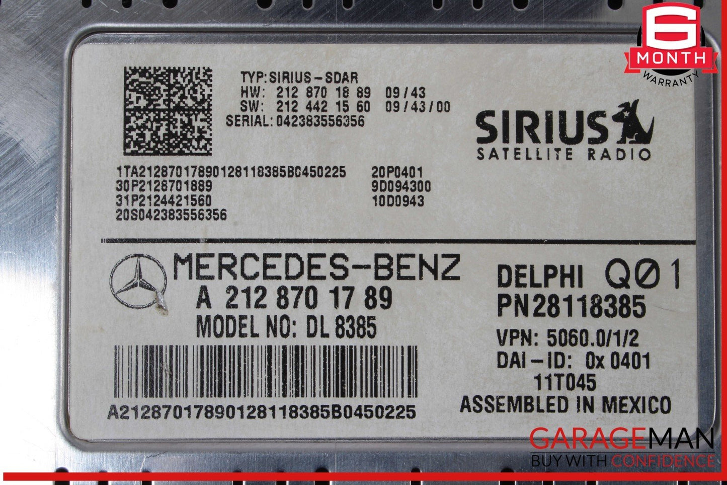 08-14 Mercedes W212 E350 C300 C350 Sirius Satellite Radio Receiver Module OEM