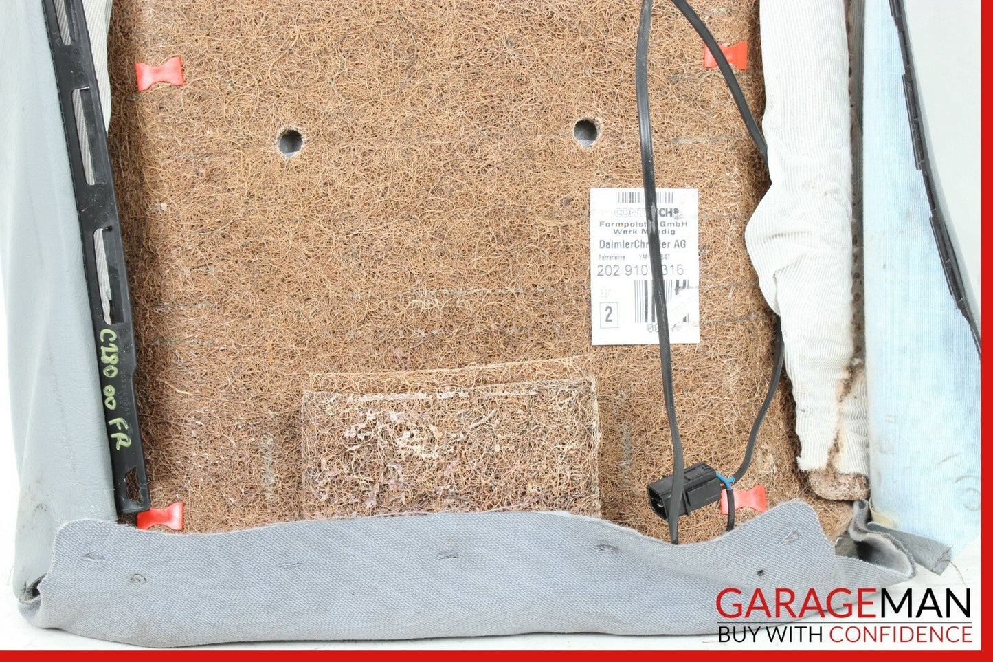 94-00 Mercedes W202 C280 Front Left Side Top Upper Seat Cushion Cover Gray OEM