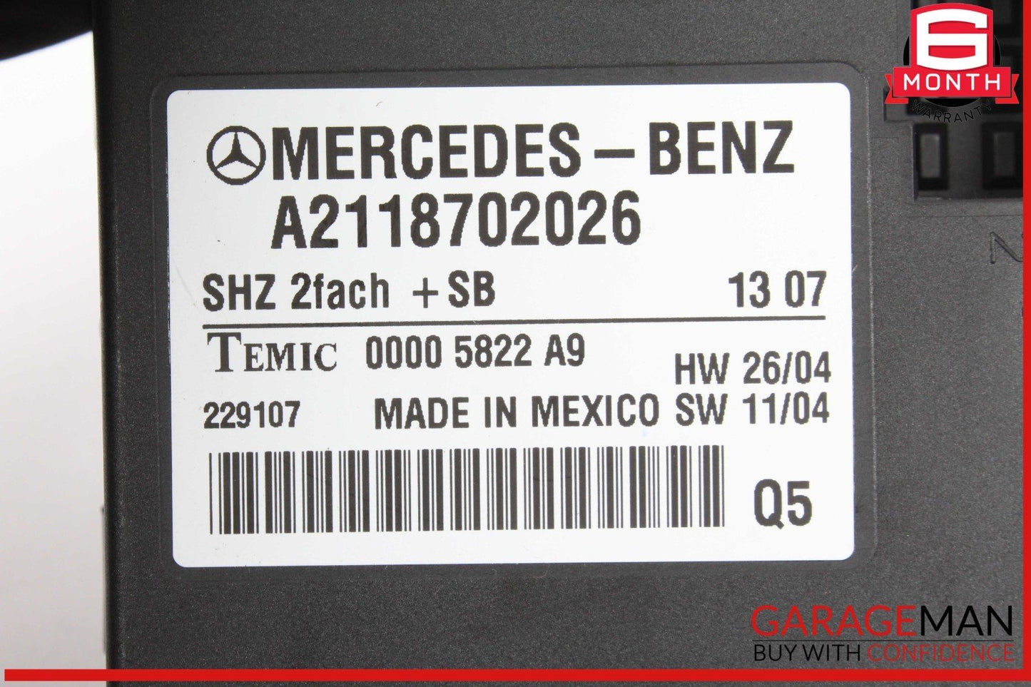 06-13 Mercedes W219 CLS550 Heated Seat Control Module Unit 2118702026 OEM