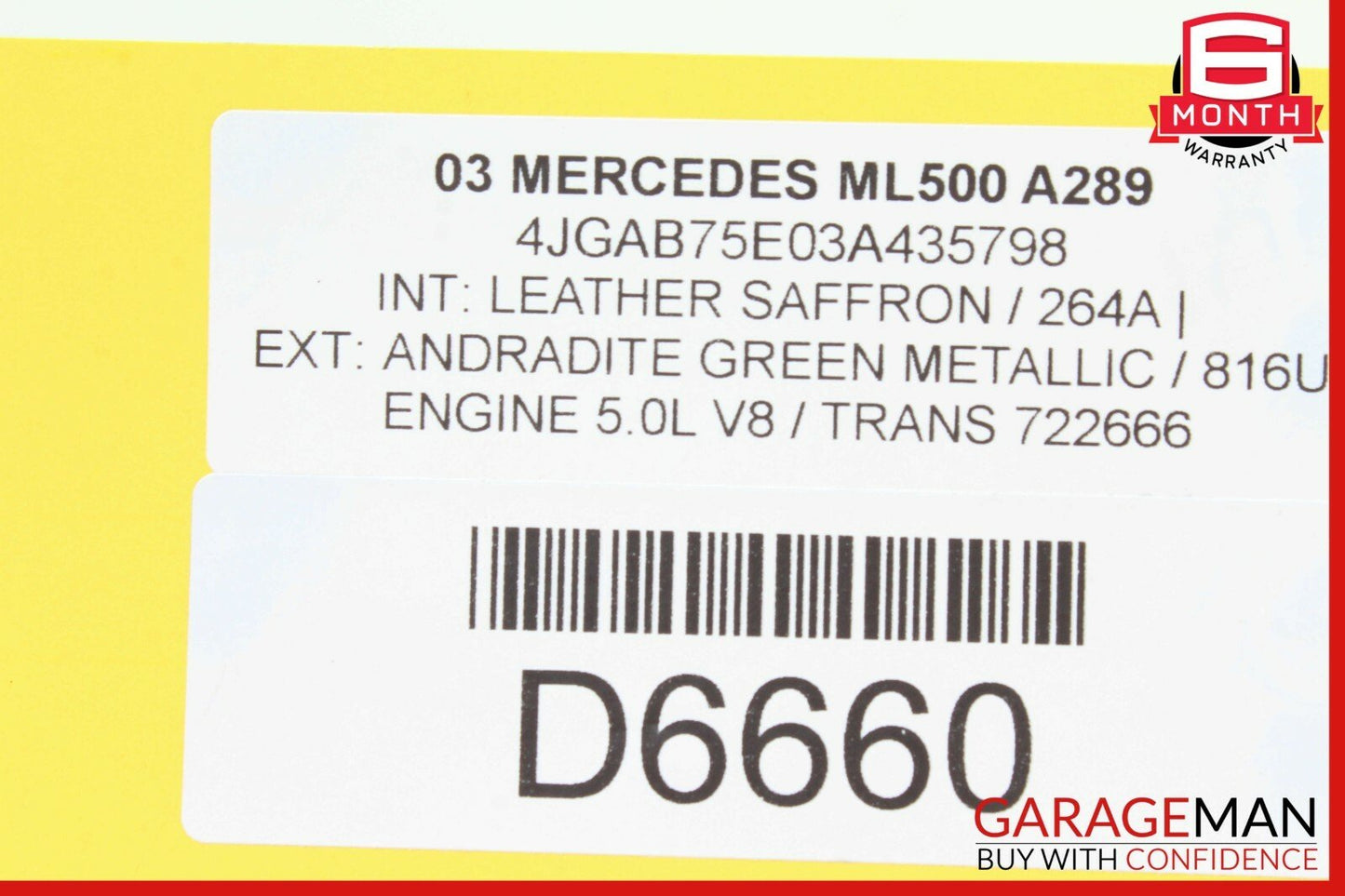 98-05 Mercedes W163 ML500 Rear Left Driver Side Door Window Regulator Motor OEM