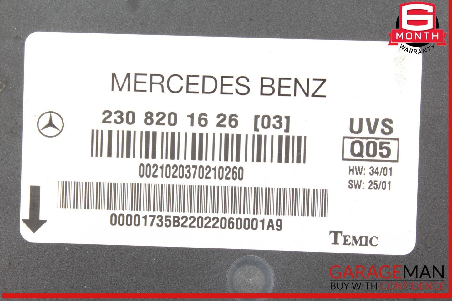 03-08 Mercedes R230 SL500 SL55 AMG SL550 Convertible Top Roof Control Module OEM