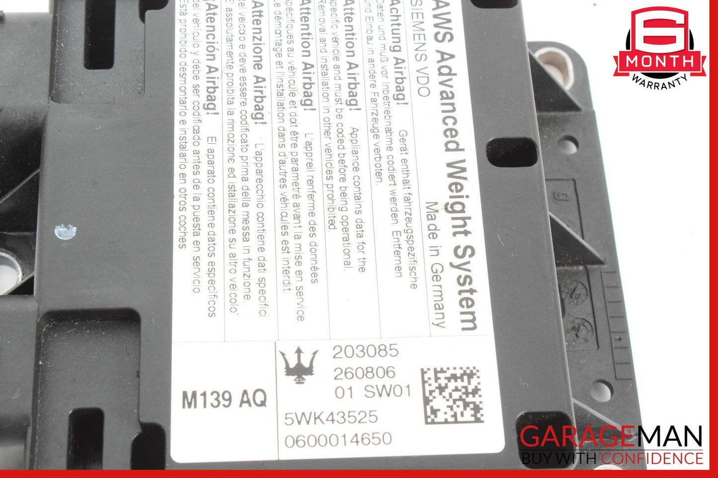 03-08 Maserati Quattroporte M139 AWS Advanced Weight System Control Module OEM