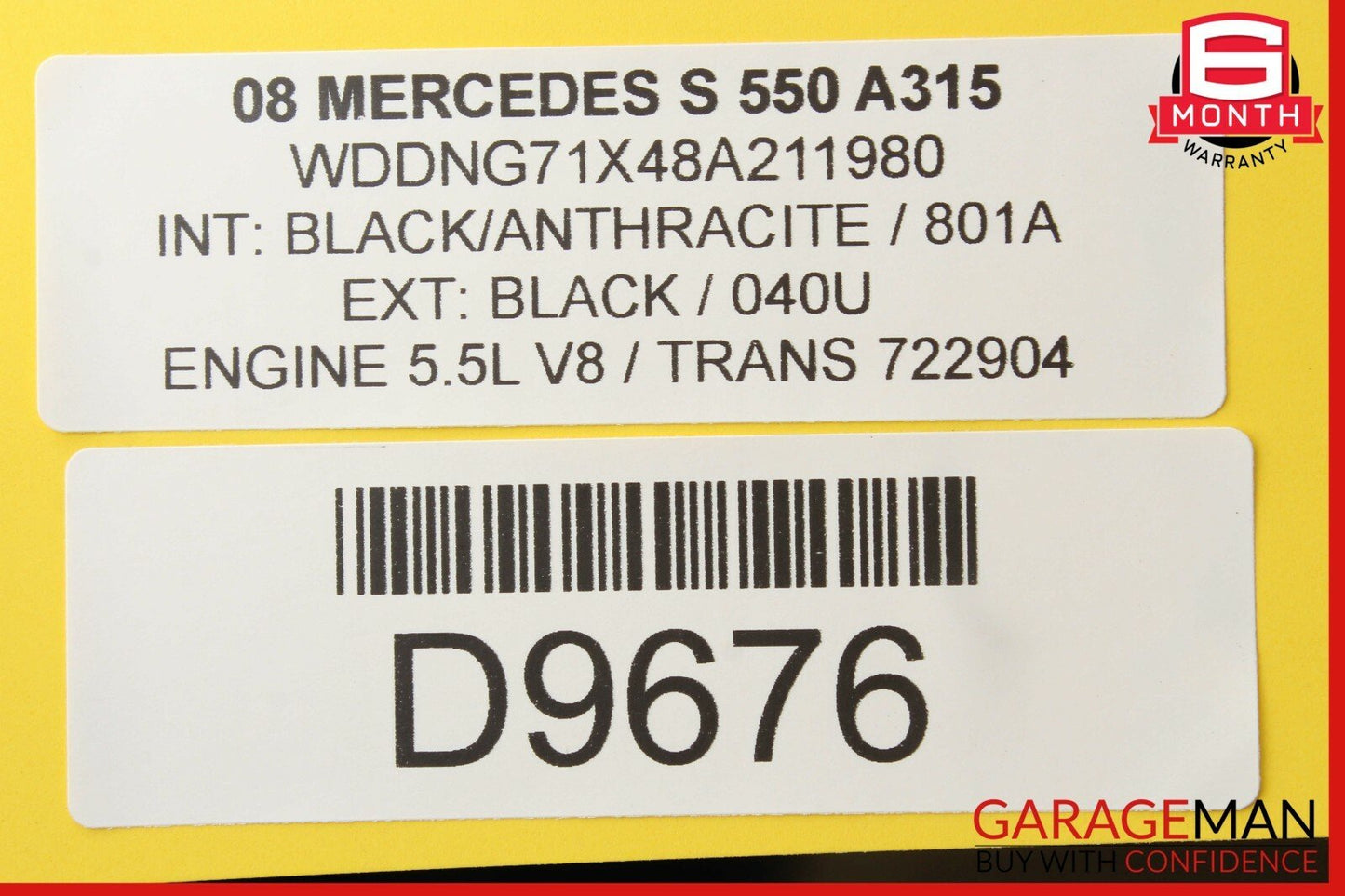 07-09 Mercedes W221 S450 S550 Front Left Driver Side Mirror Rear View Door Black