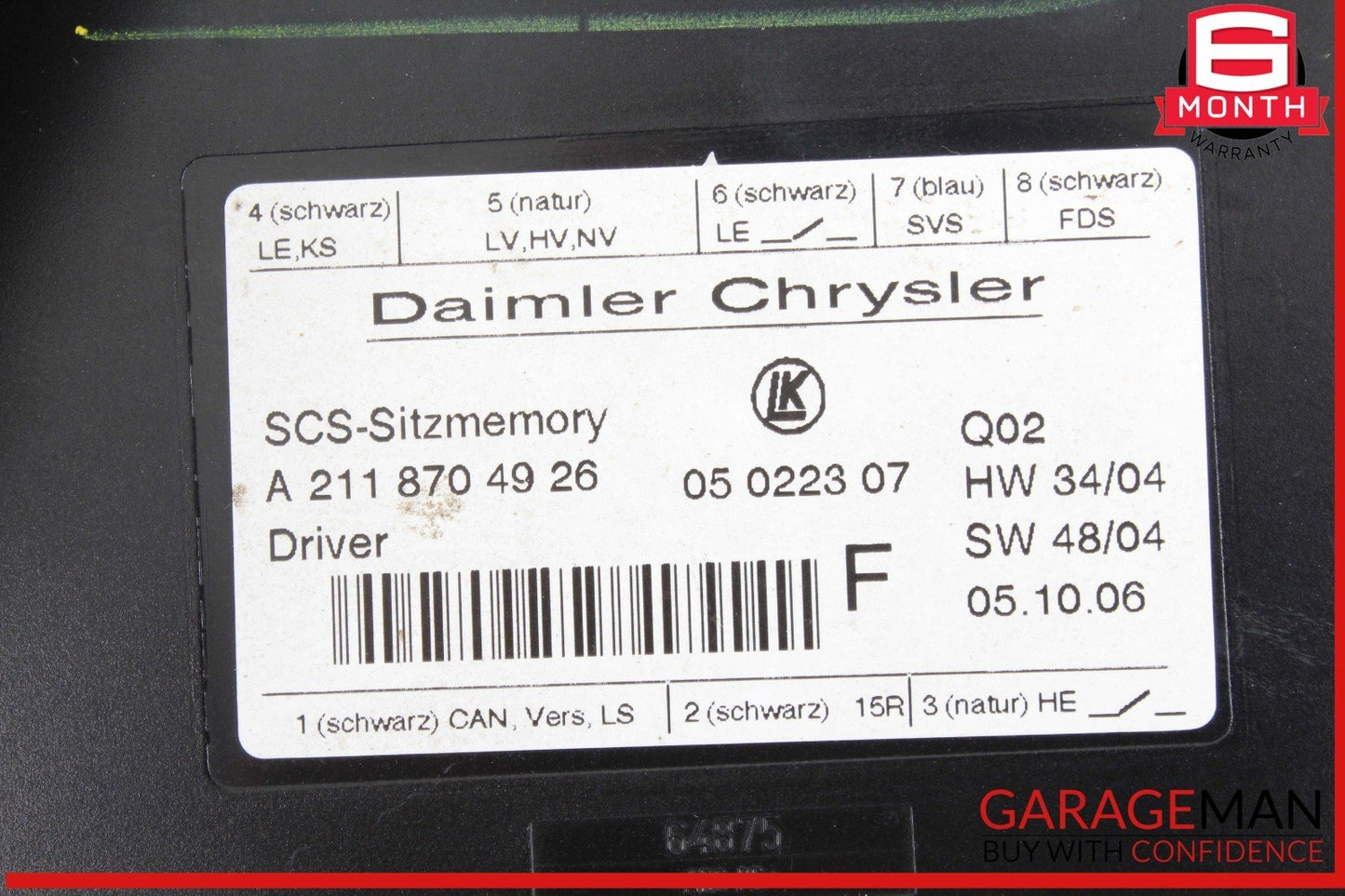 03-12 Mercedes X164 GL450 4MATIC Front Left Driver Side Seat Control Module OEM