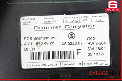 03-12 Mercedes X164 GL450 4MATIC Front Left Driver Side Seat Control Module OEM