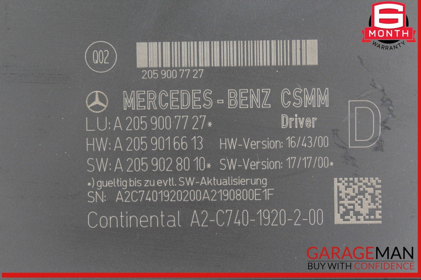 16-22 Mercedes X253 GLC43 AMG Front Left Side Seat Control Module Unit OEM
