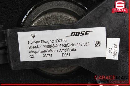 03-19 Maserati Quattroporte Rear Bose Subwoofer Sub Woofer Sound Speaker OEM