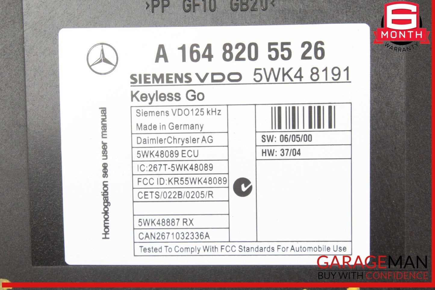 06-12 Mercedes W164 ML500 ML350 ML63 AMG Keyless Go Controller Module Unit OEM