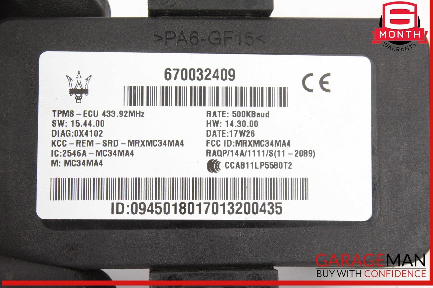 17-20 Maserati Levante M161 Tire Pressure Monitor System TPMS Module OEM