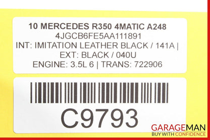 06-10 Mercedes W251 R350 Rear Left 3rd Third Row Complete Seat Cushion Black OEM