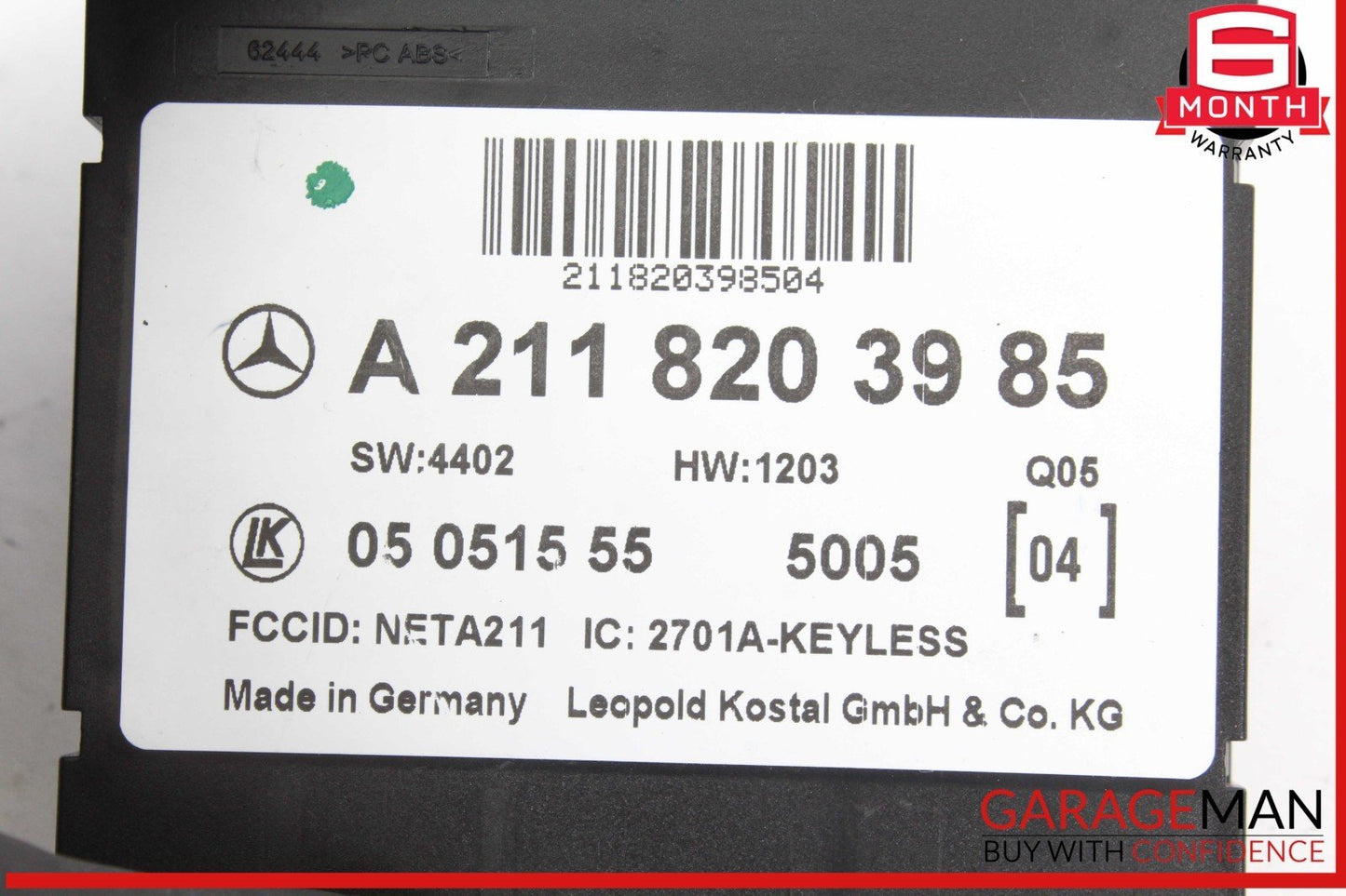 03-11 Mercedes W219 CLS500 Keyless Go Entry Control Module 2118203985 OEM