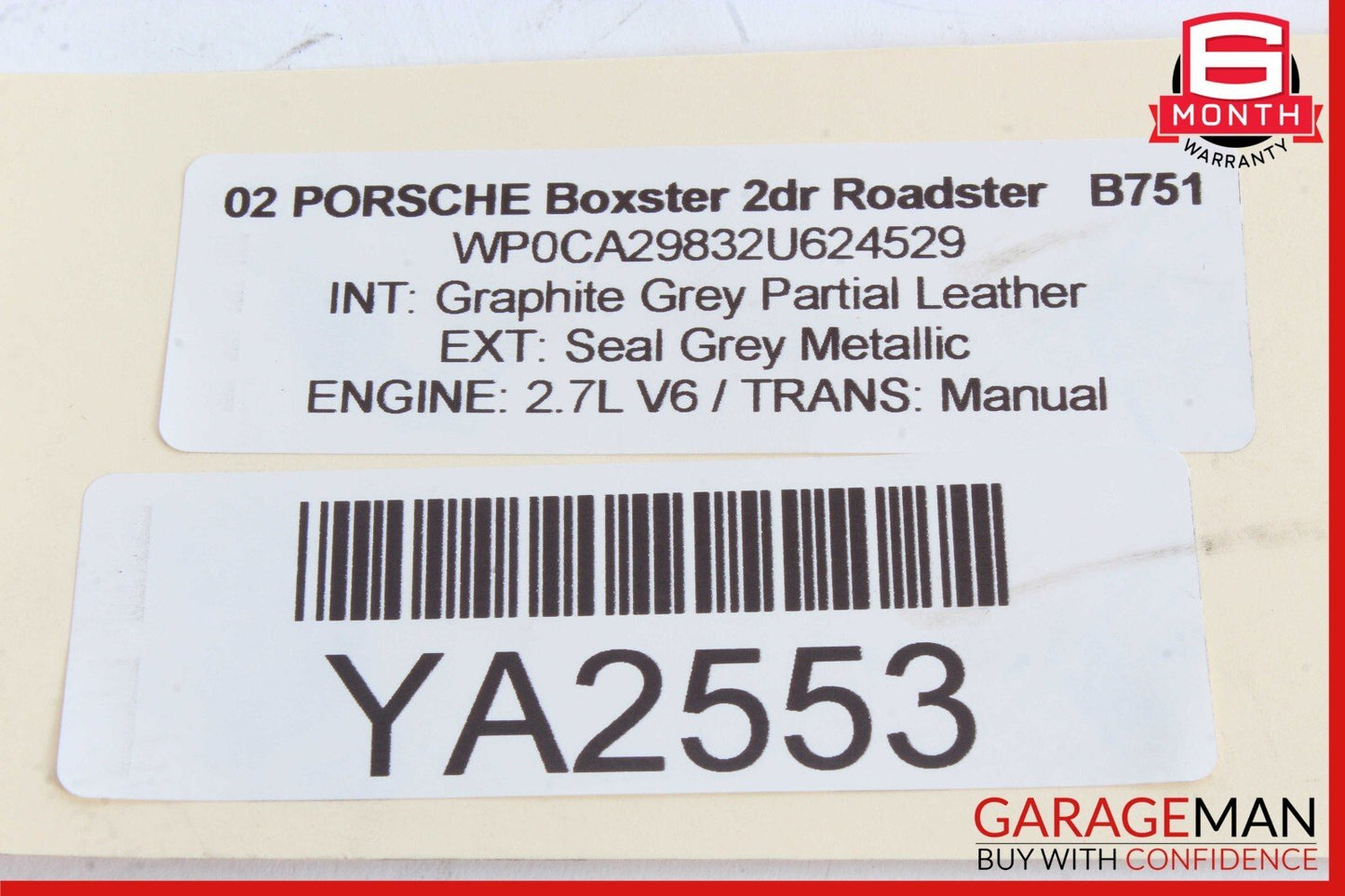 97-04 Porsche Boxster 986 Carrera 911 996 Front Right Door Handle Graphite Grey