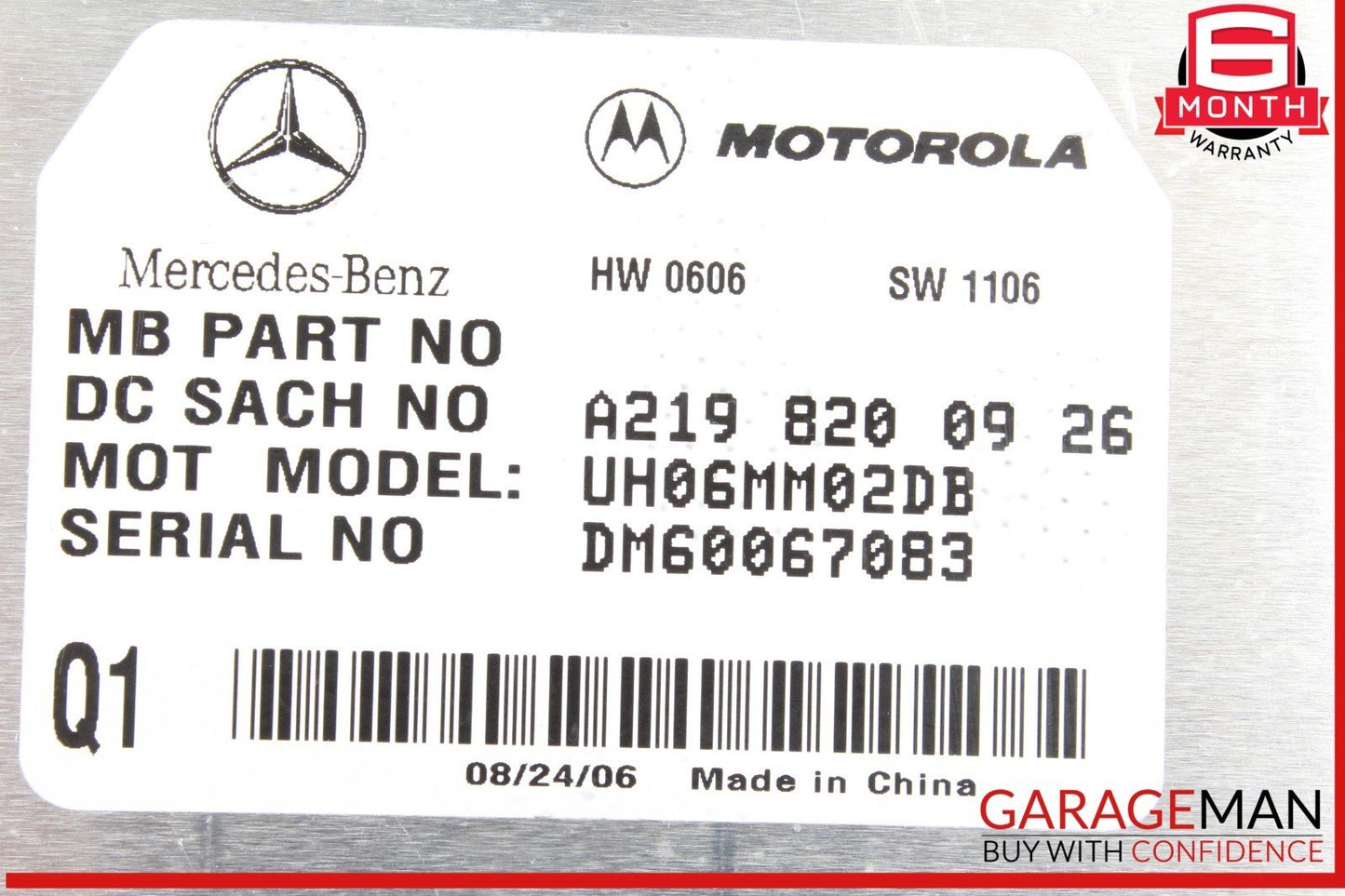 06-12 Mercedes R230 SL550 ML350 Communication Control Module 2198200926 OEM