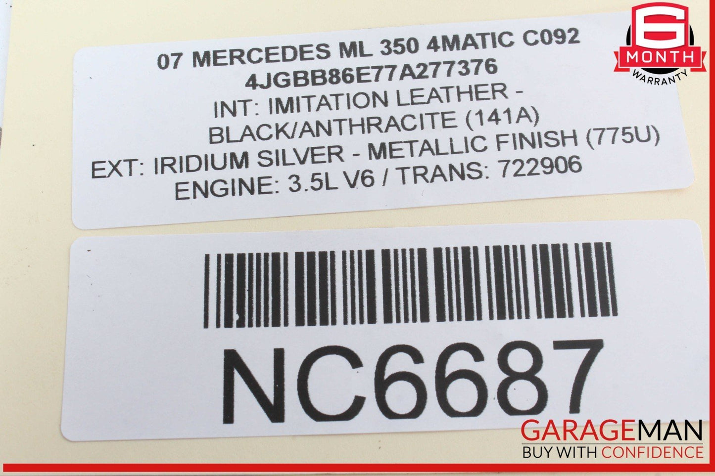 05-15 Mercedes W164 ML350 4MATIC Engine Motor Air Valve 0021407560 OEM