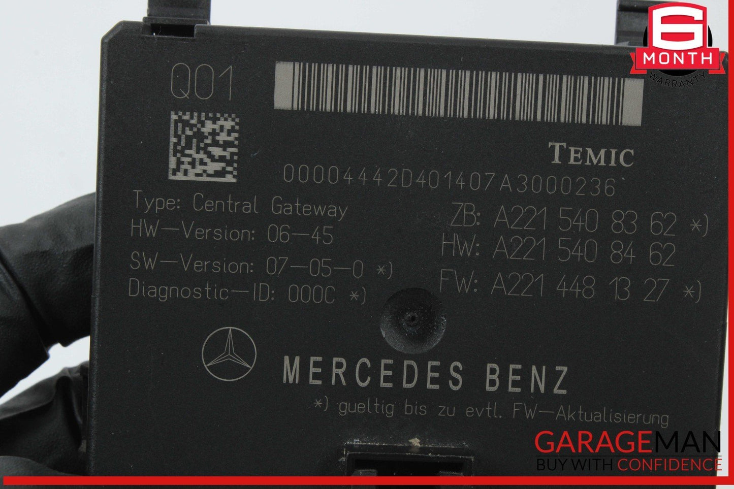 07-14 Mercedes W221 S550 S400 Central Gateway Control Module Unit 2215408362 OEM