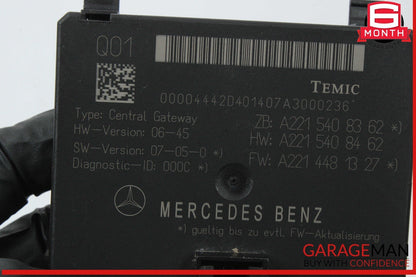 07-14 Mercedes W221 S550 S400 Central Gateway Control Module Unit 2215408362 OEM