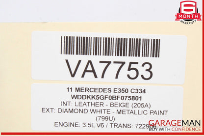 10-13 Mercedes W207 E350 Rear Left Driver Side Inner Tail Light Lamp OEM