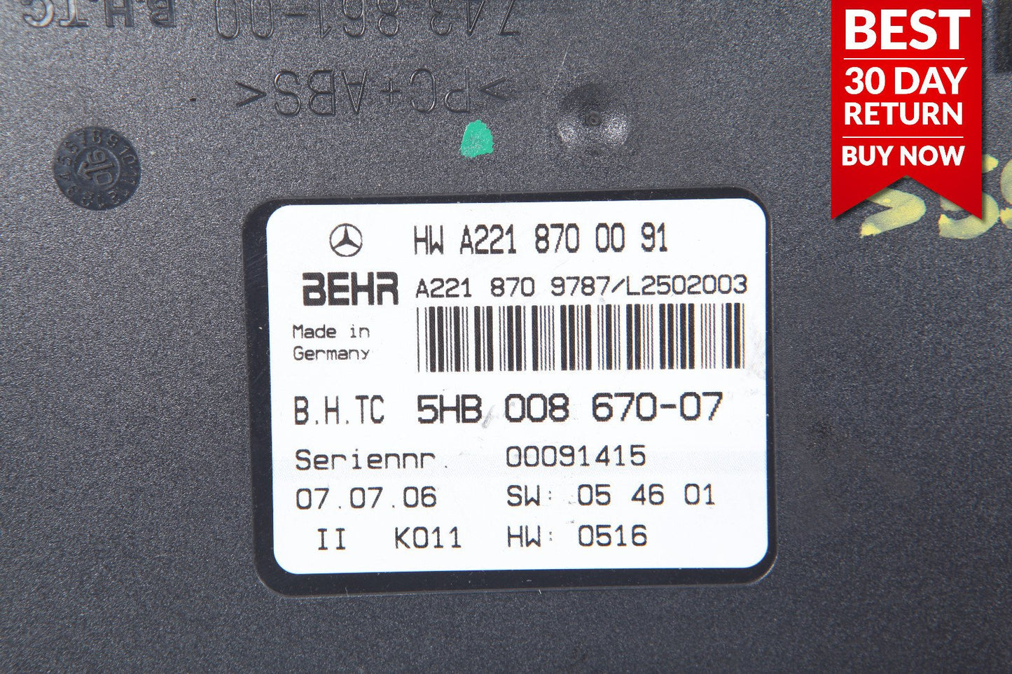 07-09 Mercedes W221 S550 S600 CL600 CL550 AC A/C Control Module OEM 2218700091