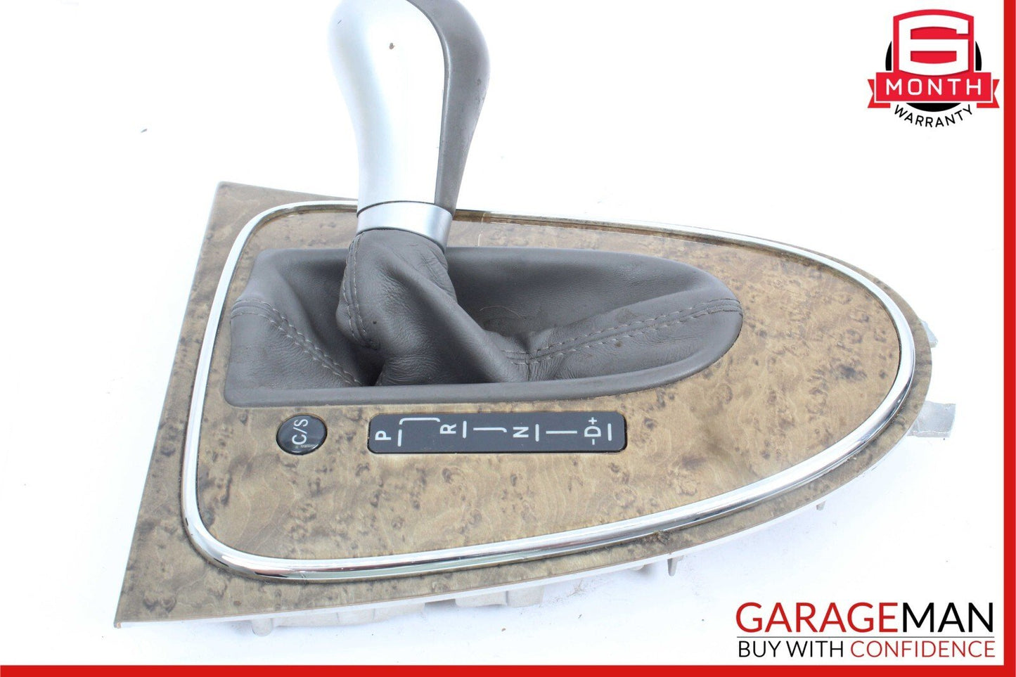 07-09 Mercedes W211 E350 E550 Shift Shifter Knob Boot Cover Bezel Trim Wood OEM