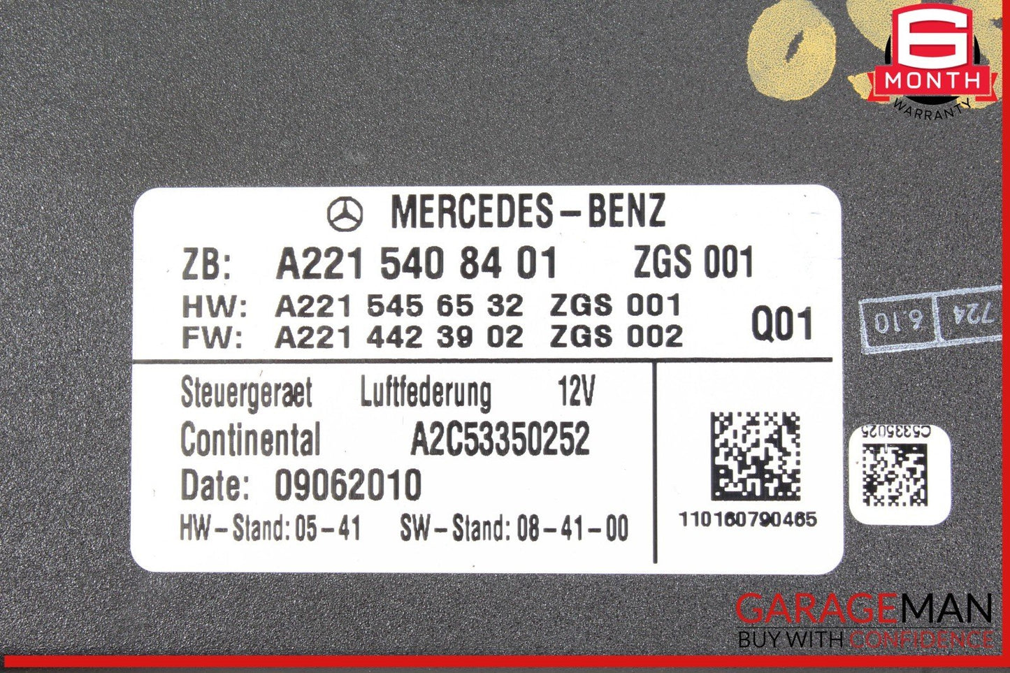 07-14 Mercedes W221 S550 CL550 Air Airmatic Suspension Control Module Unit OEM