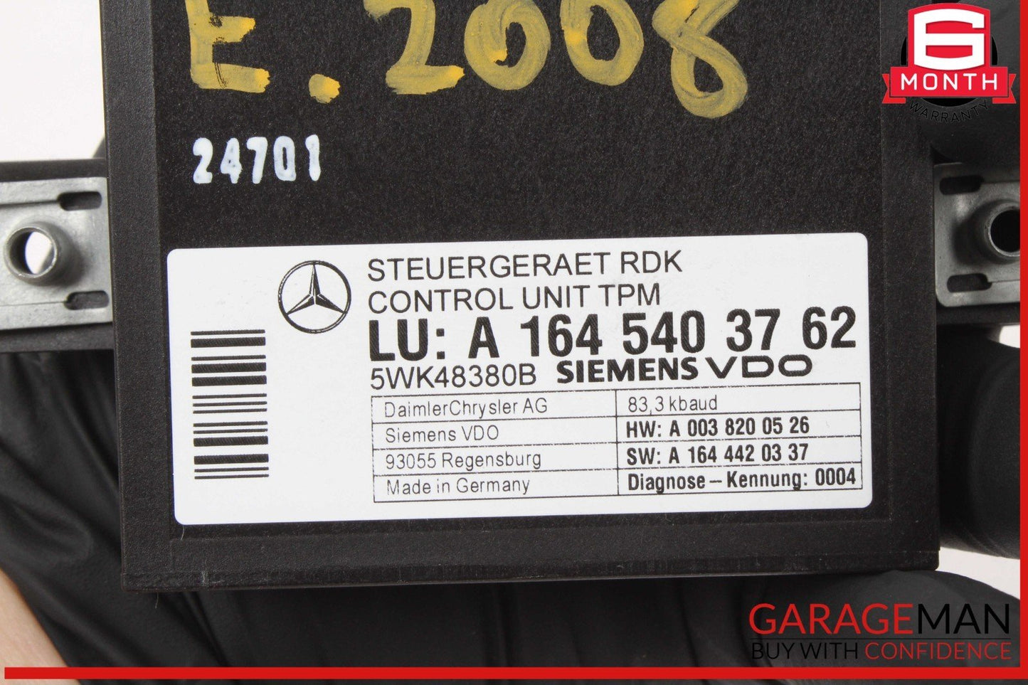 06-13 Mercedes W211 E350 ML350 R350 TPMS Tire Pressure Control 1645403762 OEM