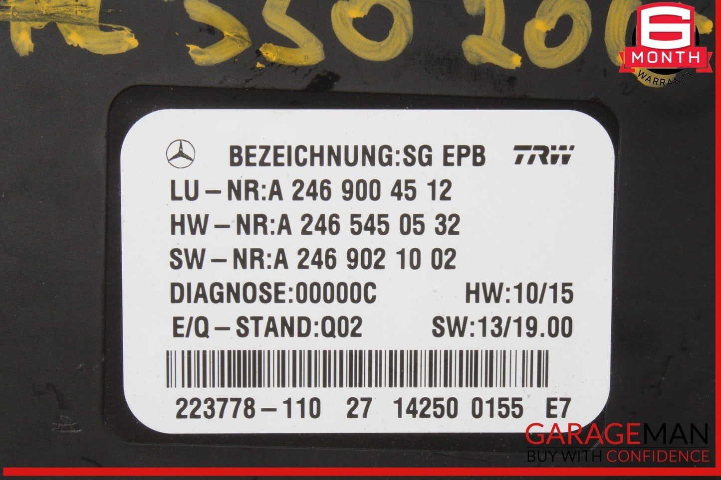 12-20 Mercedes W166 ML350 4MATIC Hand Parking Brake Control Module Unit OEM