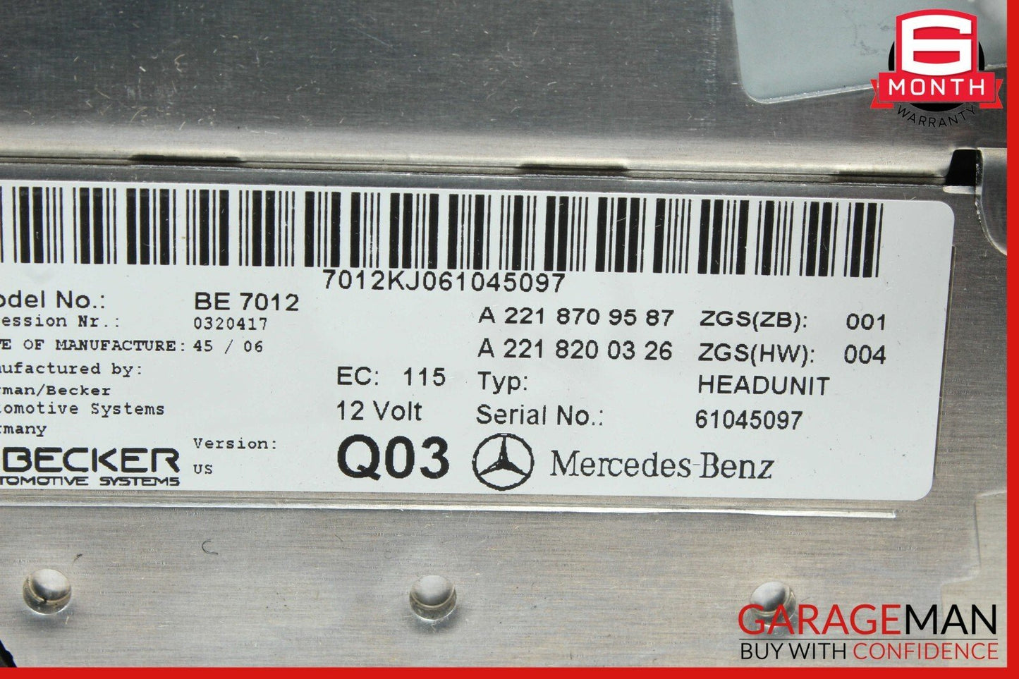 07-09 Mercedes W221 S550 S63 Navigation Command Comand Head Unit CD Audio OEM