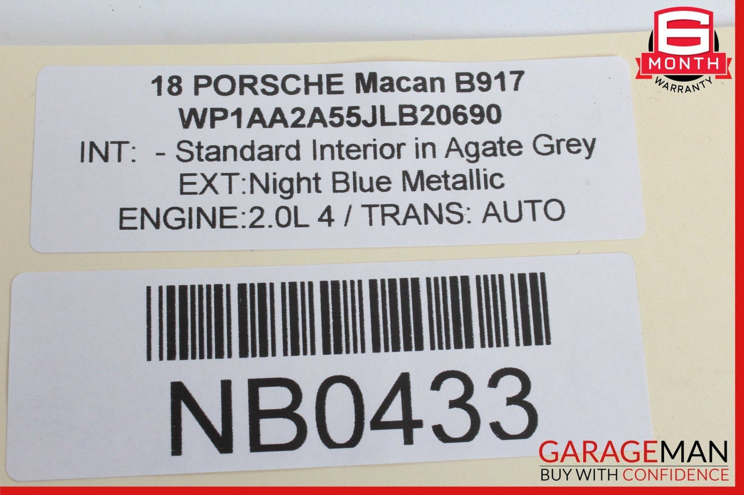 15-18 Porsche Macan S 95B Rear Left Driver Side Inner Tail Light Lamp OEM