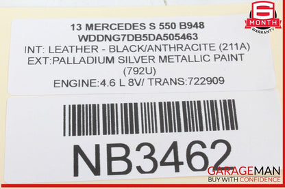 07-13 Mercedes W221 S550 S63 AMG Rear Center Seat Belt Retractor Buckle OEM