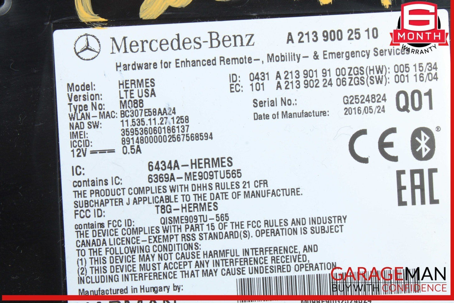 12-23 Mercedes W205 C300 4MATIC Communication Computer Control Module Unit OEM