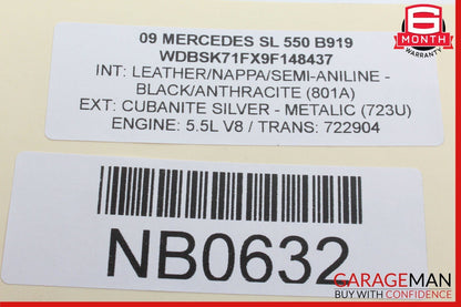 09-12 Mercedes R230 SL550 Rear Left Seat Belt Retractor Luggage w/Speaker OEM